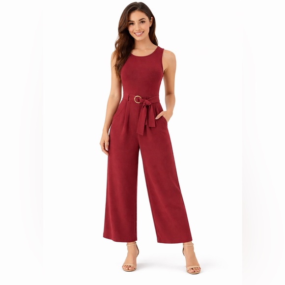 Romeo & Juliet Couture Pants - Romeo + Juliet Couture Women’s Burgundy Sleeveless Wide Leg Jumpsuit Size S